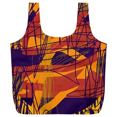 Orange High Art Full Print Recycle Bags (l)  by Valentinaart