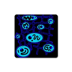 Blue Decorative Design Square Magnet