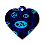 Blue decorative design Dog Tag Heart (Two Sides) Front