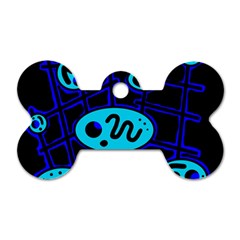 Blue Decorative Design Dog Tag Bone (one Side) by Valentinaart