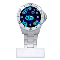 Blue Decorative Design Plastic Nurses Watch by Valentinaart