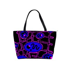 Blue And Magenta Abstraction Shoulder Handbags