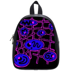 Blue And Magenta Abstraction School Bags (small)  by Valentinaart