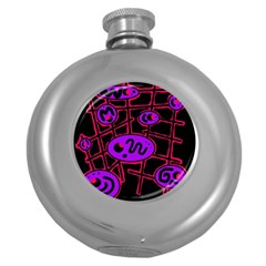 Purple And Red Abstraction Round Hip Flask (5 Oz) by Valentinaart