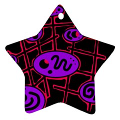 Purple And Red Abstraction Ornament (star)  by Valentinaart