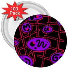 Purple And Red Abstraction 3  Buttons (100 Pack)  by Valentinaart