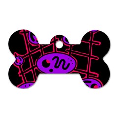 Purple And Red Abstraction Dog Tag Bone (one Side) by Valentinaart