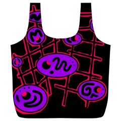 Purple And Red Abstraction Full Print Recycle Bags (l)  by Valentinaart