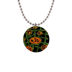 Orange And Green Abstraction Button Necklaces by Valentinaart