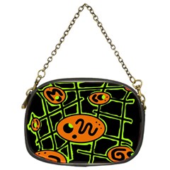 Orange And Green Abstraction Chain Purses (one Side)  by Valentinaart