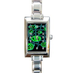 Green and blue abstraction Rectangle Italian Charm Watch
