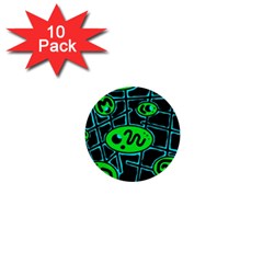 Green and blue abstraction 1  Mini Buttons (10 pack) 