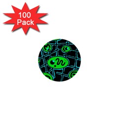 Green and blue abstraction 1  Mini Buttons (100 pack) 