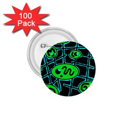 Green and blue abstraction 1.75  Buttons (100 pack) 
