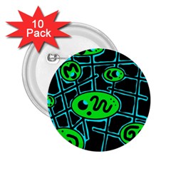 Green and blue abstraction 2.25  Buttons (10 pack) 