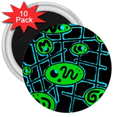 Green and blue abstraction 3  Magnets (10 pack) 