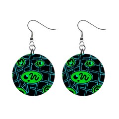 Green and blue abstraction Mini Button Earrings