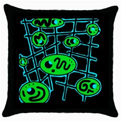 Green and blue abstraction Throw Pillow Case (Black)