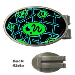 Green and blue abstraction Money Clips (Oval) 