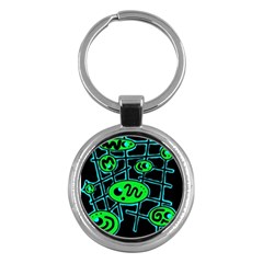 Green and blue abstraction Key Chains (Round) 