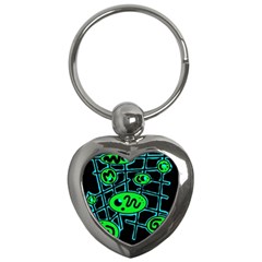 Green and blue abstraction Key Chains (Heart) 