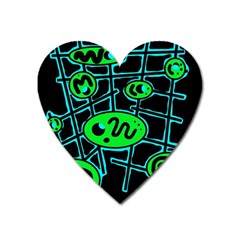 Green and blue abstraction Heart Magnet