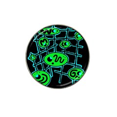 Green And Blue Abstraction Hat Clip Ball Marker (4 Pack) by Valentinaart