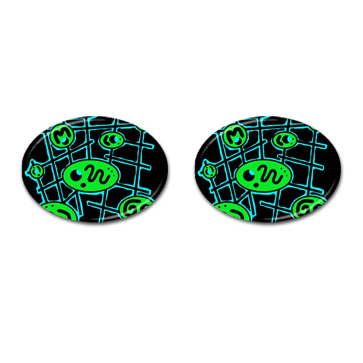 Green and blue abstraction Cufflinks (Oval)