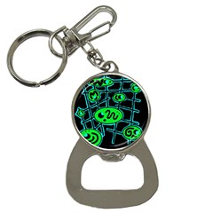 Green And Blue Abstraction Bottle Opener Key Chains by Valentinaart