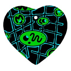 Green and blue abstraction Heart Ornament (2 Sides)
