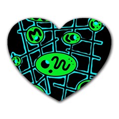 Green and blue abstraction Heart Mousepads