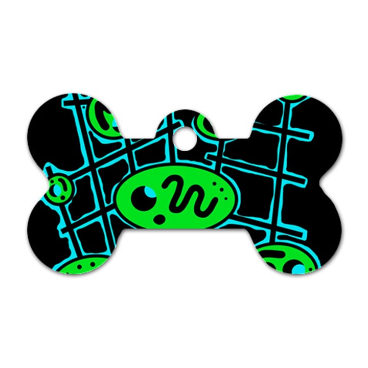 Green and blue abstraction Dog Tag Bone (One Side)