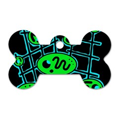 Green and blue abstraction Dog Tag Bone (Two Sides)