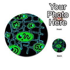 Green and blue abstraction Multi-purpose Cards (Round) 