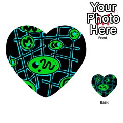 Green And Blue Abstraction Multi-purpose Cards (heart)  by Valentinaart
