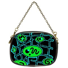 Green and blue abstraction Chain Purses (One Side) 