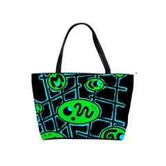 Green And Blue Abstraction Shoulder Handbags by Valentinaart