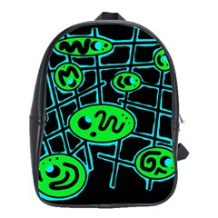 Green and blue abstraction School Bags(Large) 