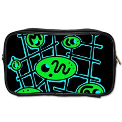 Green and blue abstraction Toiletries Bags