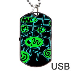 Green and blue abstraction Dog Tag USB Flash (One Side)