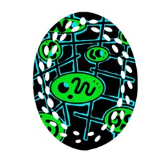 Green and blue abstraction Oval Filigree Ornament (2-Side) 