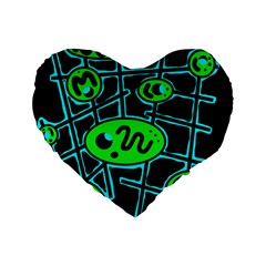 Green and blue abstraction Standard 16  Premium Heart Shape Cushions