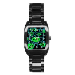 Green and blue abstraction Stainless Steel Barrel Watch