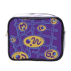 Purple And Yellow Abstraction Mini Toiletries Bags by Valentinaart