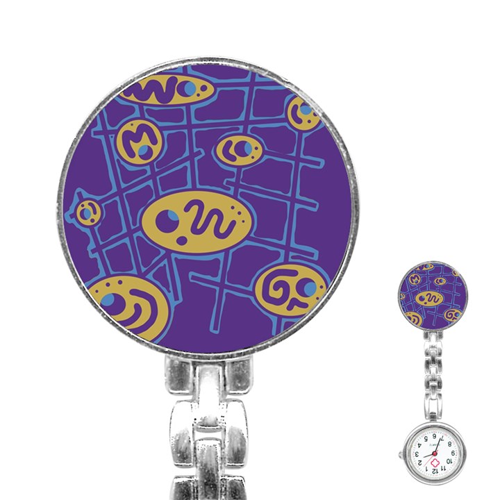 Purple and yellow abstraction Stainless Steel Nurses Watch