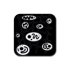 Black And White Crazy Abstraction  Rubber Coaster (square) 