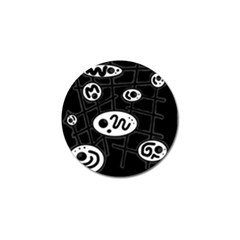 Black And White Crazy Abstraction  Golf Ball Marker (4 Pack) by Valentinaart