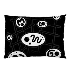 Black And White Crazy Abstraction  Pillow Case by Valentinaart