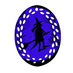 Halloween Witch - Blue Moon Ornament (oval Filigree) 