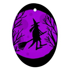 Halloween Witch - Purple Moon Ornament (oval)  by Valentinaart